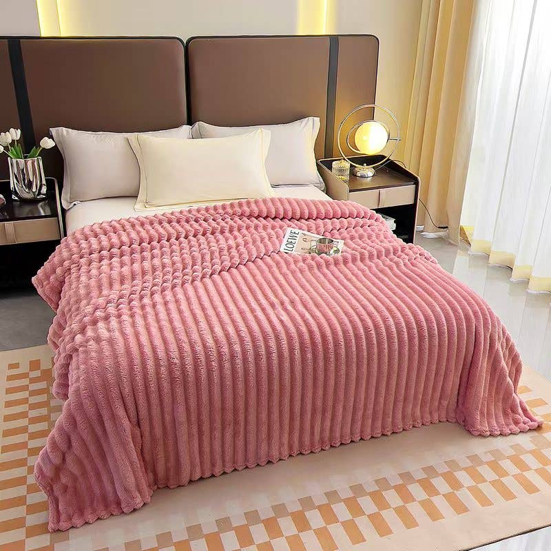 Stripe Fleece Throw – Ultra Plush Ribbed Blanket with 1.6" Wide Channel Texture - Premium blankets from FLUFFERY - Just $37.50! Shop now at Pat's Monograms