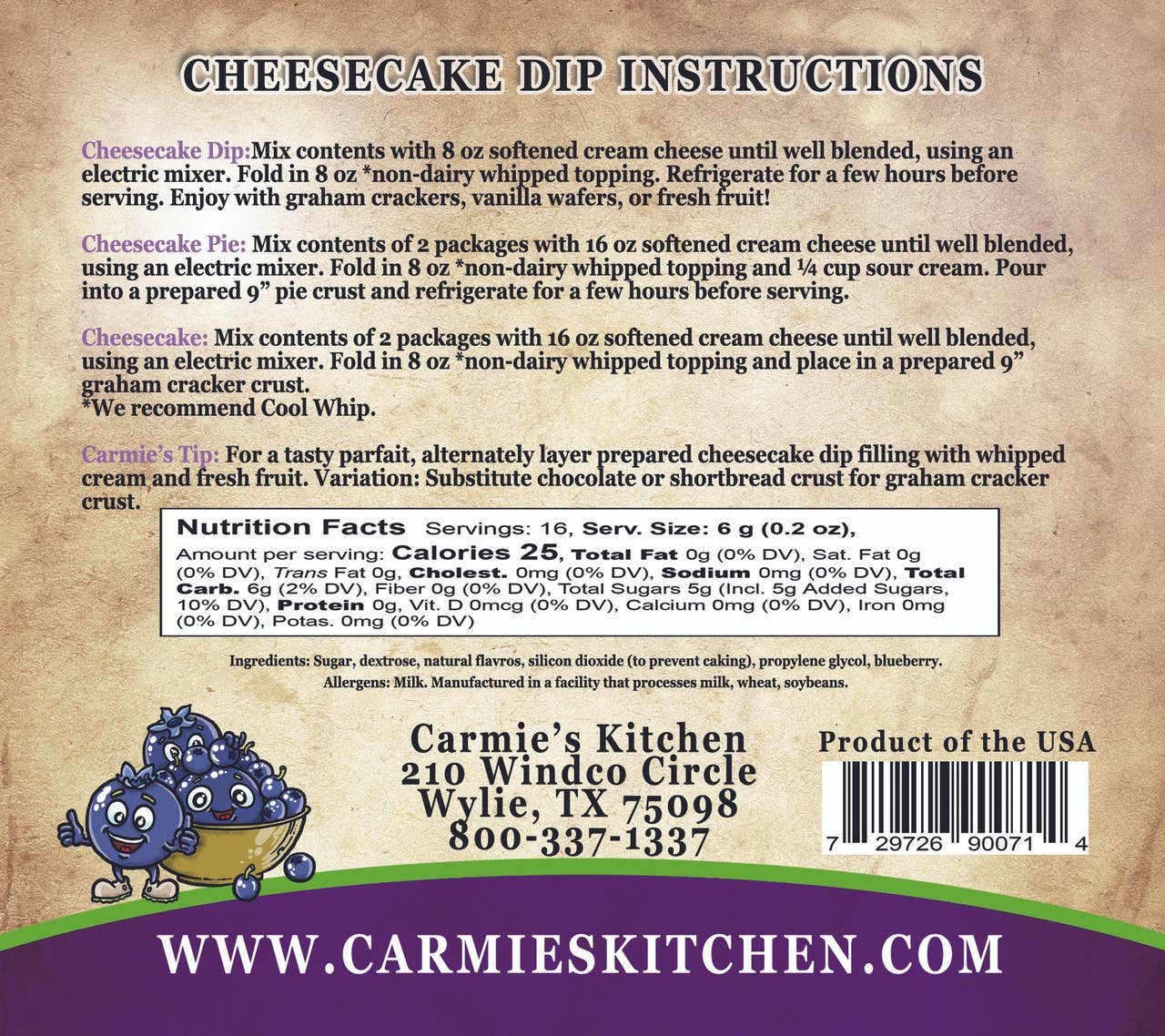 Wild Blueberry Cheesecake Dip Mix - Premium  from Carmie's Kitchen - Just $5! Shop now at Pat's Monograms
