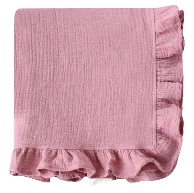 Muslin Ruffle Blanket - Baby Gift, Shower Gift, Newborn - Premium Baby Accessories from Zsa Zsa & LoLLi - Just $30! Shop now at Pat's Monograms