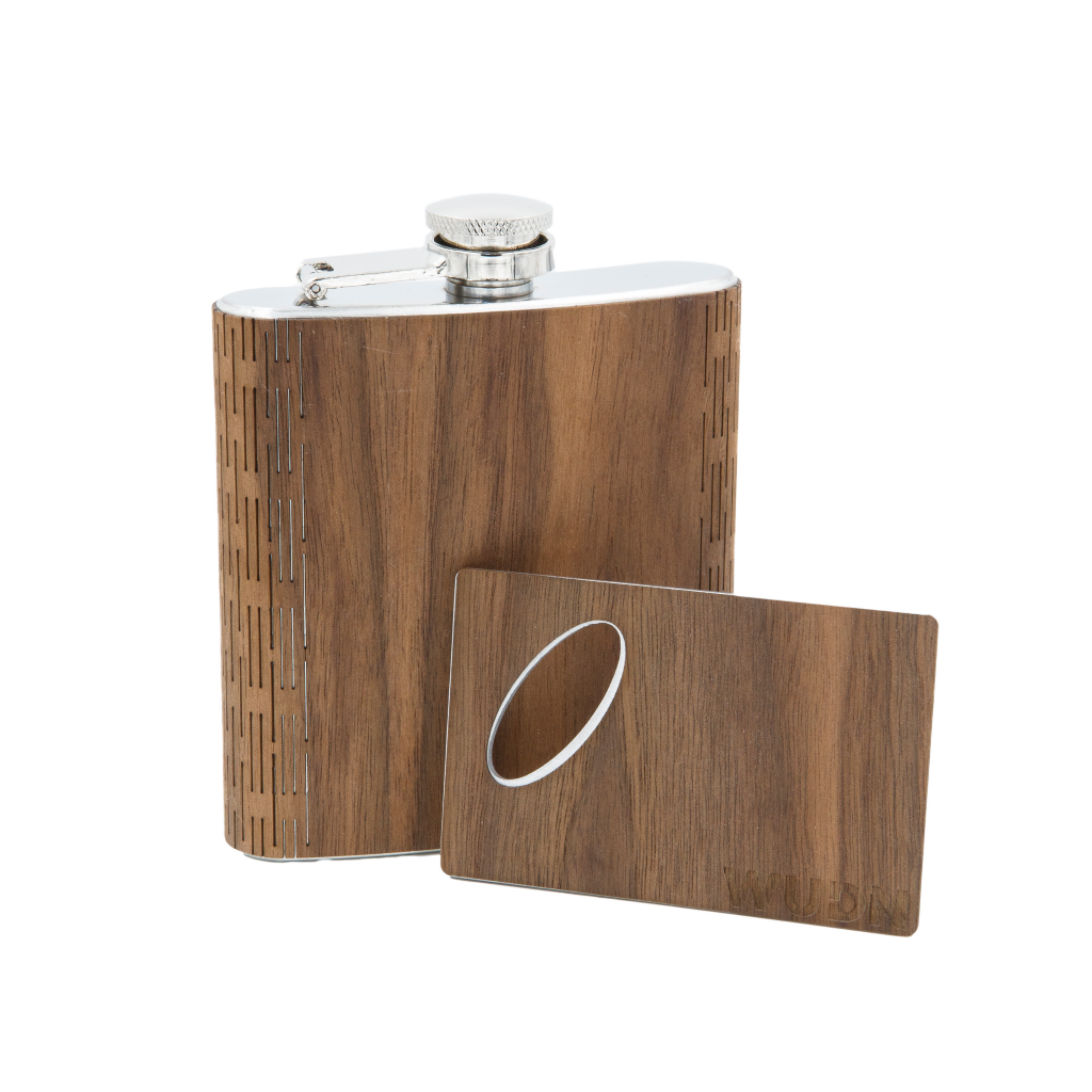 6 oz. Wooden Hip Flask & Matching Credit Card Bottle Opener - Premium Flask from WUDN Handcrafted - Just $35.95! Shop now at Pat's Monograms