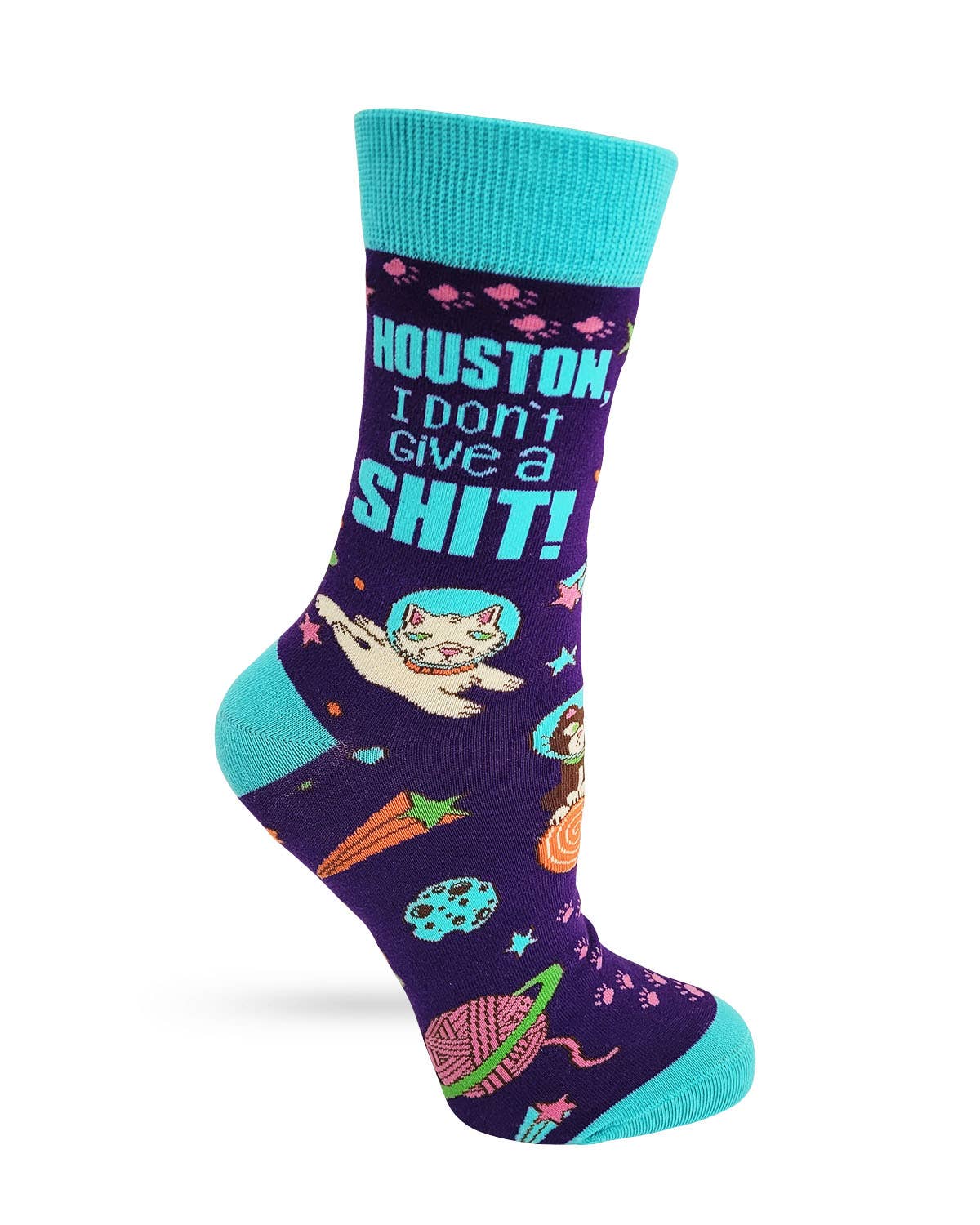Houston I Don't Give a Shit Women's Crew Socks - Premium socks from Fabdaz - Just $11.95! Shop now at Pat's Monograms