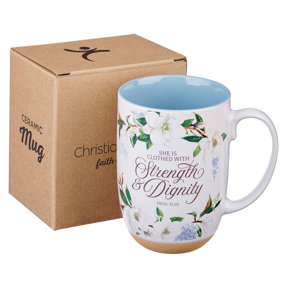 Mug Blue Floral Strength & Dignity Prov. 31:25 - Premium Christian Gift Items from Christian Art Gifts - Just $14.95! Shop now at Pat's Monograms