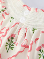Spring Floral Smocking Embroidery Bow Baby Girls Romper - Premium Baby & Toddler Outfits from Rylee Faith Designs - Just $26.95! Shop now at Pat's Monograms