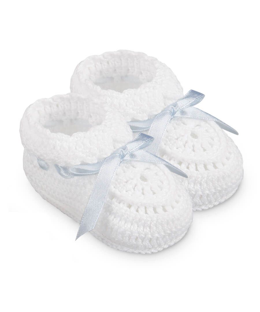 Hand Crochet Ribbon Bootie - Premium Infant Accessories from Jefferies Socks - Just $14.95! Shop now at Pat's Monograms