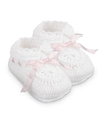 Hand Crochet Ribbon Bootie - Premium Infant Accessories from Jefferies Socks - Just $14.95! Shop now at Pat's Monograms