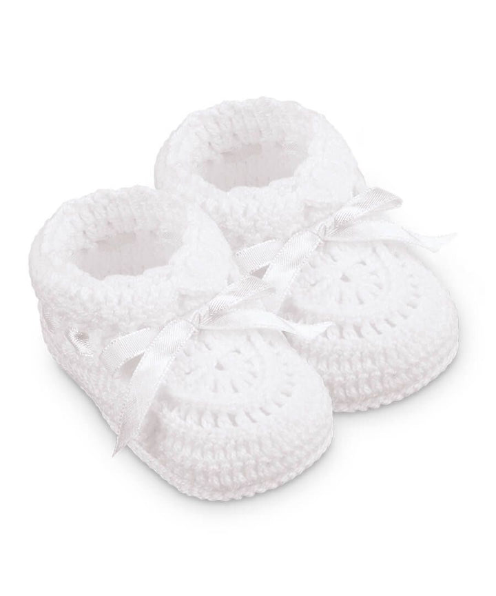 Hand Crochet Ribbon Bootie - Premium Infant Accessories from Jefferies Socks - Just $14.95! Shop now at Pat's Monograms