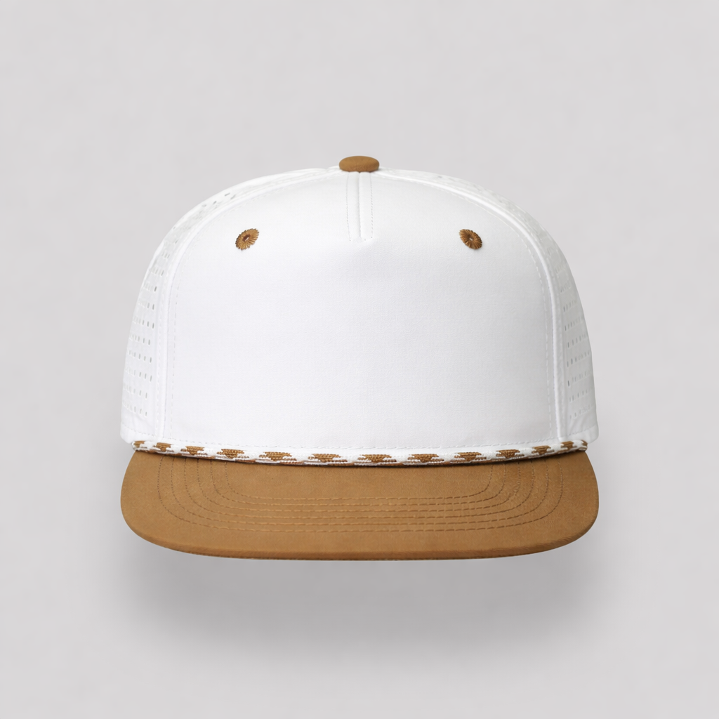 Perforated Structured White-Burnt Orange / White-Orange Rope - XL - Premium Hats & Caps from Blank Rope Hats - Just $19.95! Shop now at Pat's Monograms