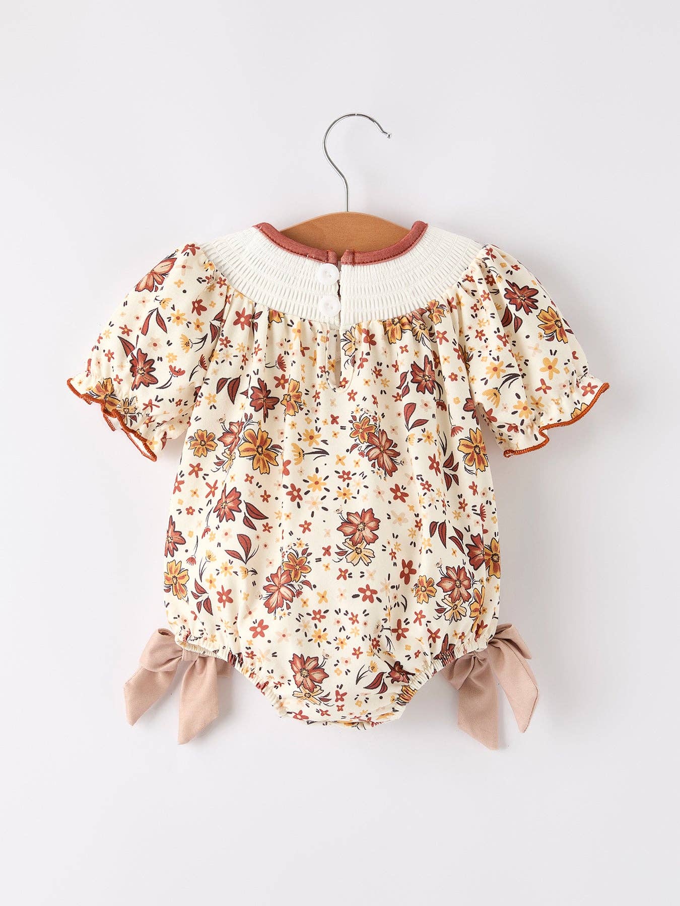 Colorful Floral Smocked Cross Baby Girl Romper - Premium  from Rylee Faith Designs - Just $24.95! Shop now at Pat's Monograms