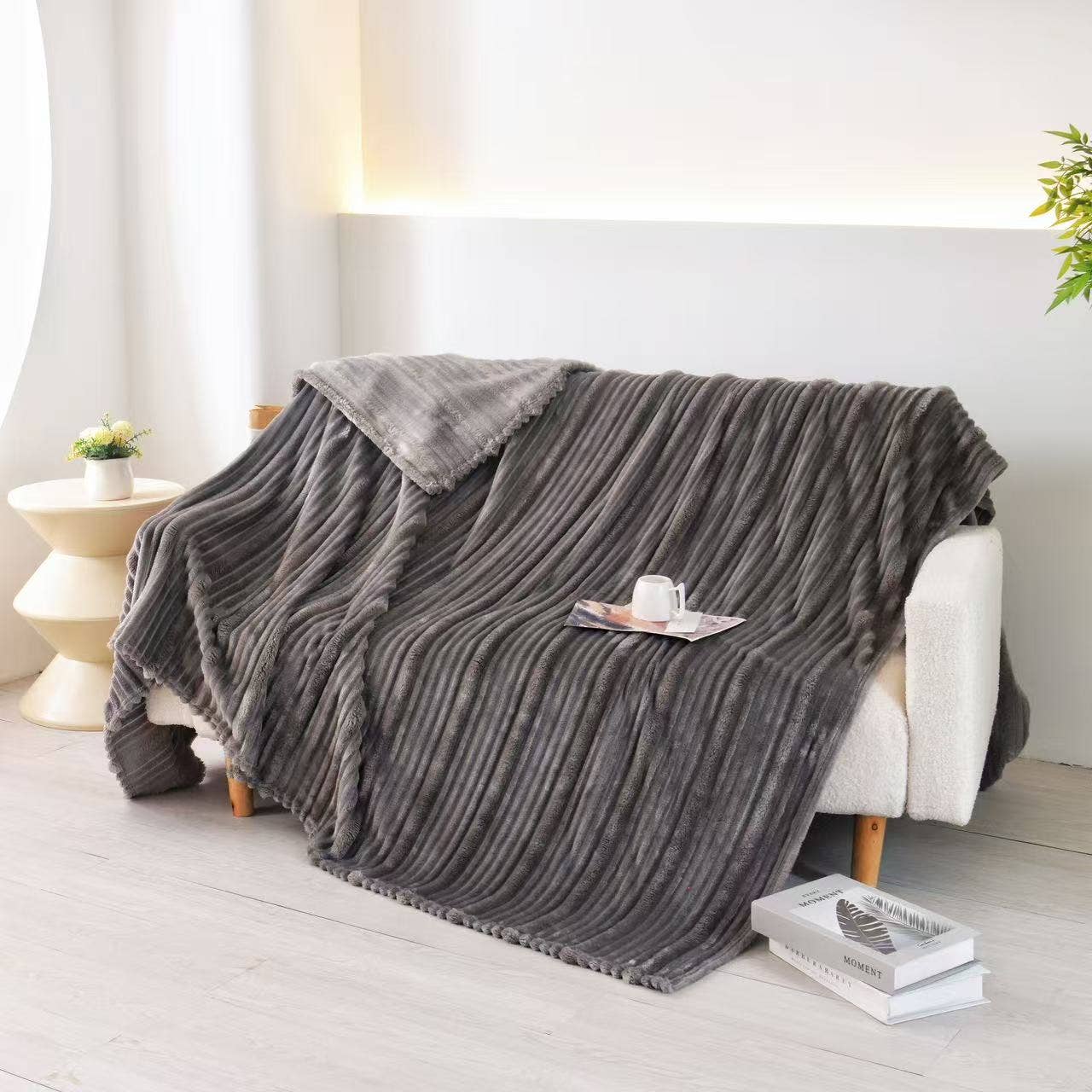 Ultra Soft Ribbed Blanket - Plush Flannel Throw - Premium blankets from FLUFFERY - Just $21.95! Shop now at Pat's Monograms