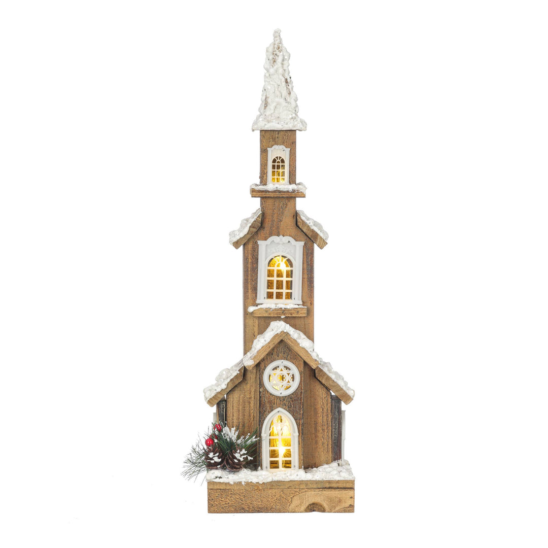 Wood Church - Light Up Decor - Premium holiday decor from Oak Street Wholesale - Just $39.95! Shop now at Pat's Monograms