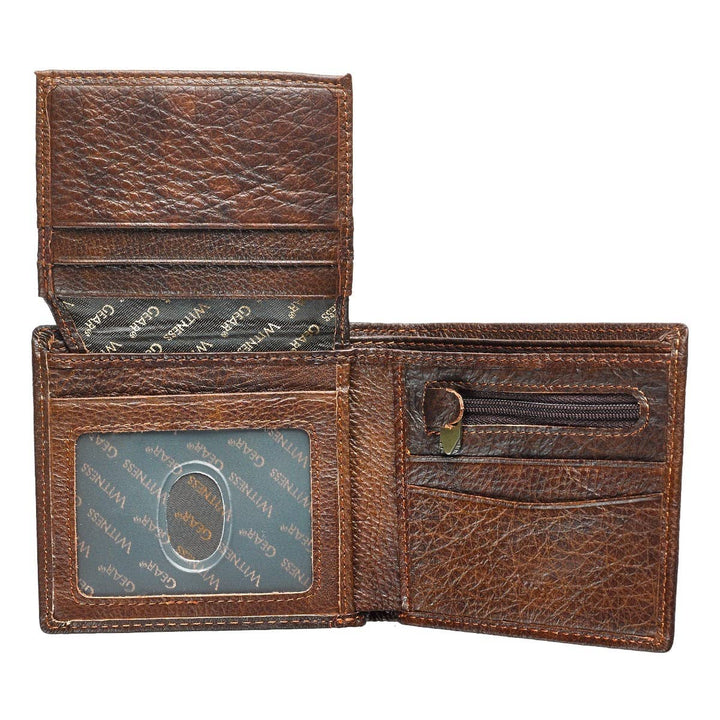 Wallet Leather Brown Be Strong & Courageous Badge - Premium Accessories from Christian Art Gifts - Just $35.95! Shop now at Pat's Monograms