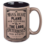Mug - A Man's Heart Prov. 16:9 - Premium drinkware from Christian Art Gifts - Just $14.95! Shop now at Pat's Monograms