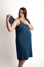 Navy Blue Maternity Mommy Labor and Delivery/ Nursing Gown - Premium nursing & Feeding from Three Little Tots - Just $36.95! Shop now at Pat's Monograms