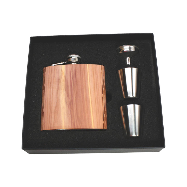 6 oz. Wooden Hip Flask & Gift Box with Shotglasses & Funnel - Premium barware from WUDN Handcrafted - Just $43.95! Shop now at Pat's Monograms