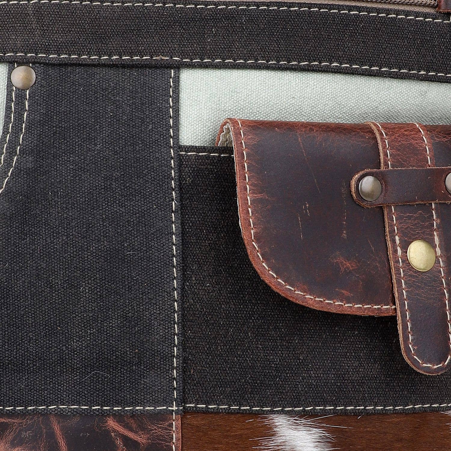 Canvas Cowhide & Leather Women Crossbody - Platinum/ Black - Premium crossbody from Sixtease Bags USA - Just $45! Shop now at Pat's Monograms