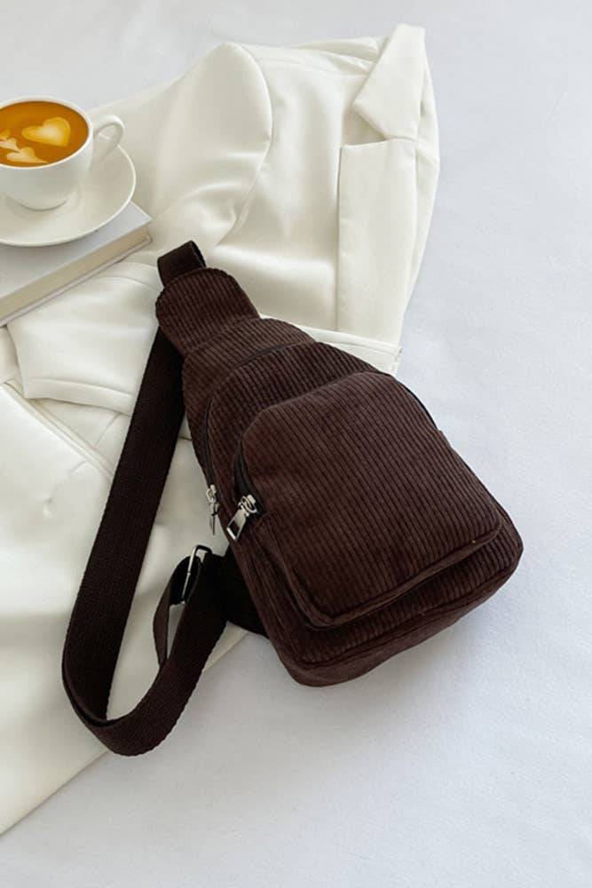 Corduroy Zipper Sling Bag - Premium Bags and Totes from UNISHE - Just $16.95! Shop now at Pat's Monograms