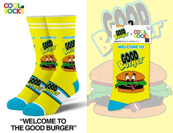 Welcome to The Good Burger - Mens Crew Socks - Premium socks from Cool Socks - Just $11.95! Shop now at Pat's Monograms