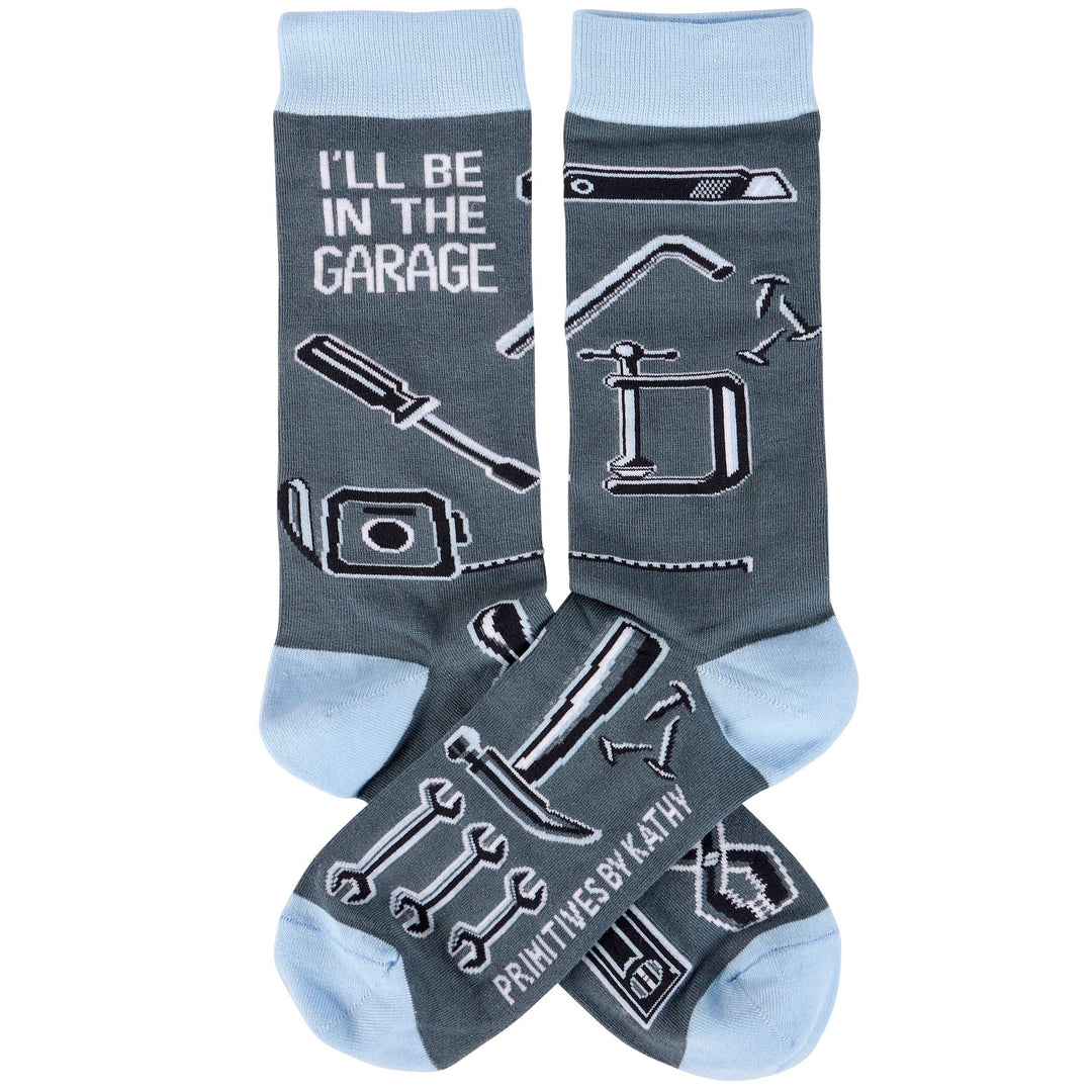 I'll Be In The Garage Socks - Premium socks from Primitives by Kathy - Just $9.95! Shop now at Pat's Monograms