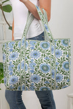 Floral Quilted Cotton Tote Bag - Blue Dahlia - Premium Bags and Totes from LA Soul - Just $36.95! Shop now at Pat's Monograms