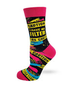 Caution I Have No Filter Women's Crew Socks - Premium Socks from Fabdaz - Just $11.95! Shop now at Pat's Monograms