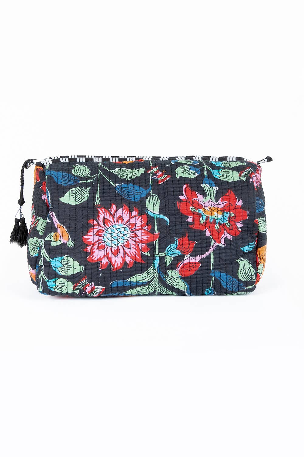 Black Floral print Quilted Cotton Toiletry Bag Set - Premium Cosmetic Bag from LA Soul - Just $42.95! Shop now at Pat's Monograms
