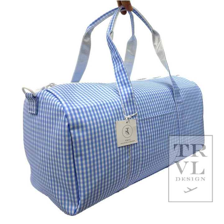 Weekender - Gingham Sky Duffel Bag - Premium Duffel Bags from TRVL Design - Just $64.95! Shop now at Pat's Monograms