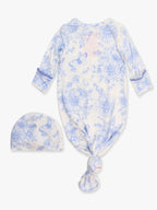 SoftSnooze™ Baby Girls Bamboo Viscose Periwinkle Butterfly Garden Ruffle Knotted Sleep Gown & Bow Hat Set - Premium Baby Sleepwear from RuffleButts + RuggedButts - Just $42.95! Shop now at Pat's Monograms