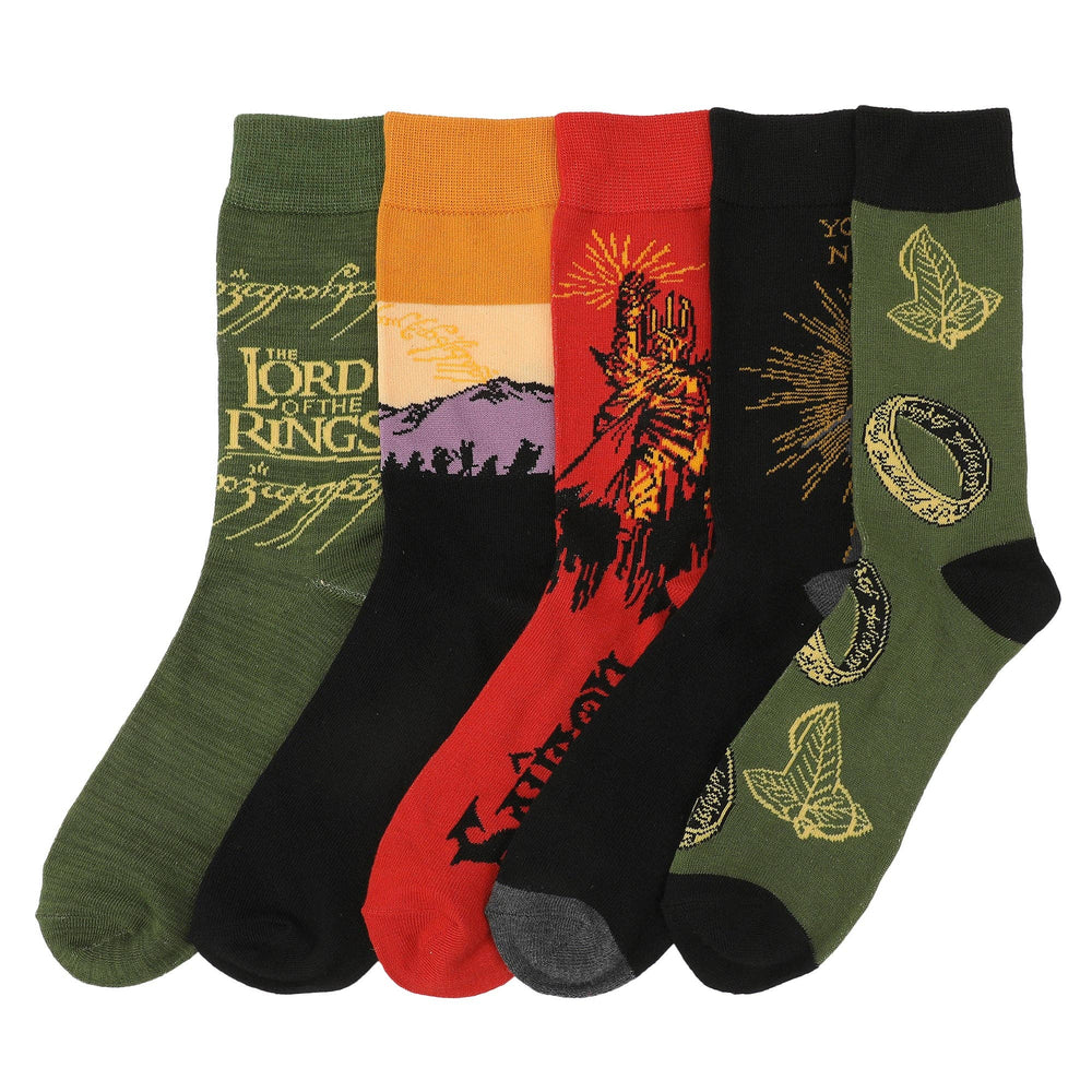 Lord Of The Rings Characters Adult 5-Pair Casual Crew Socks-OSFA - Premium socks from Bioworld Merchandising - Just $24.95! Shop now at Pat's Monograms
