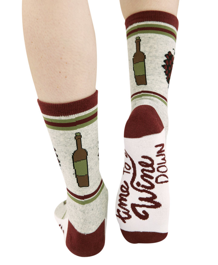 Wine Down Crew Sock One Size - Premium Socks from Lazy One - Just $9.95! Shop now at Pat's Monograms