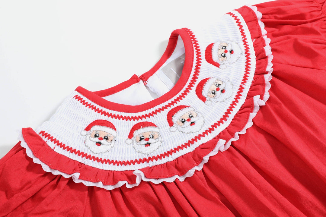 Red Santa Smocked Ruffle Romper - Premium Baby & Toddler Outfits from Lil Cactus - Just $37.95! Shop now at Pat's Monograms