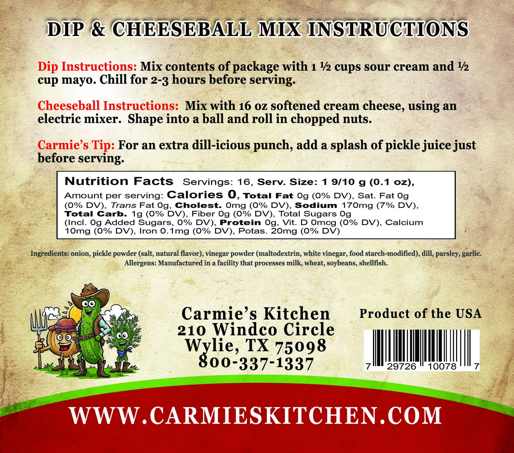 Dill Pickle Dip & Cheeseball Mix
