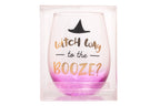 Witch Way to the Booze Halloween Stemless Wine Glass - Premium drinkware from Pearhead - Just $7.95! Shop now at Pat's Monograms