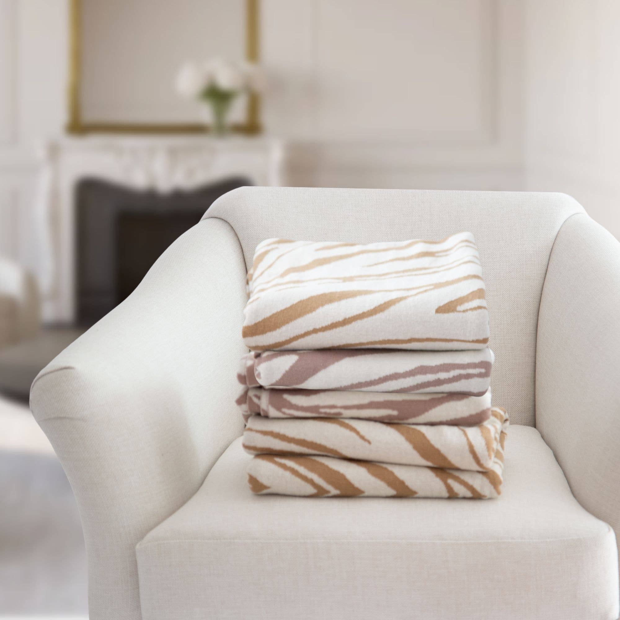 Rumi Zebra Cotton Knit Throw: Beige - Premium  from Tajik Home LLC - Just $35.95! Shop now at Pat's Monograms