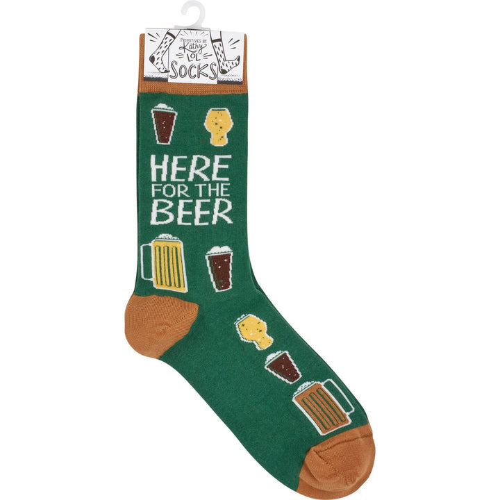 Here For The Beer Socks - Premium Socks from Primitives by Kathy - Just $11.50! Shop now at Pat's Monograms