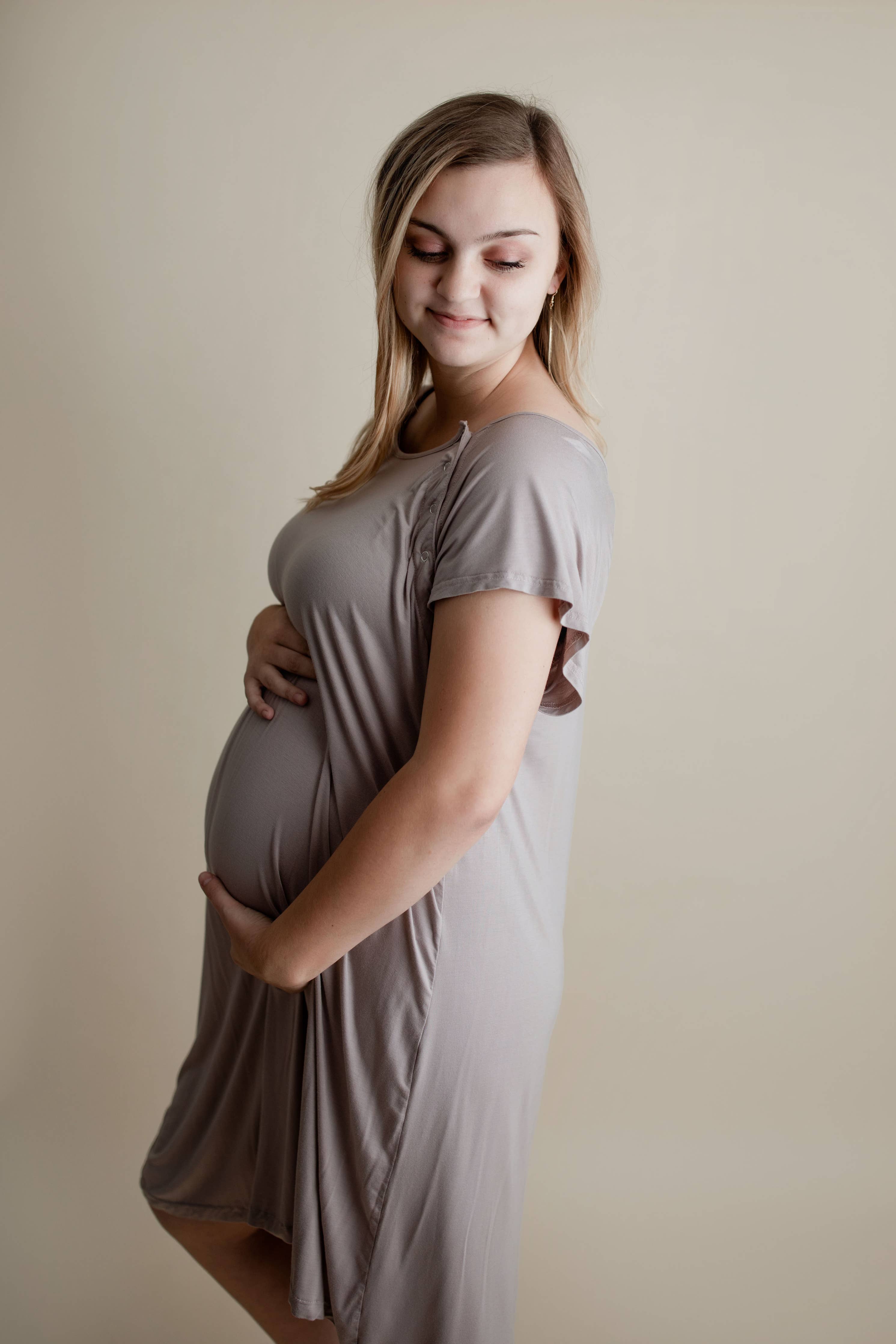 Harbor Mist Maternity Mommy Labor and Delivery/ Nursing Gown - Premium Maternity Clothing from Three Little Tots - Just $33! Shop now at Pat's Monograms