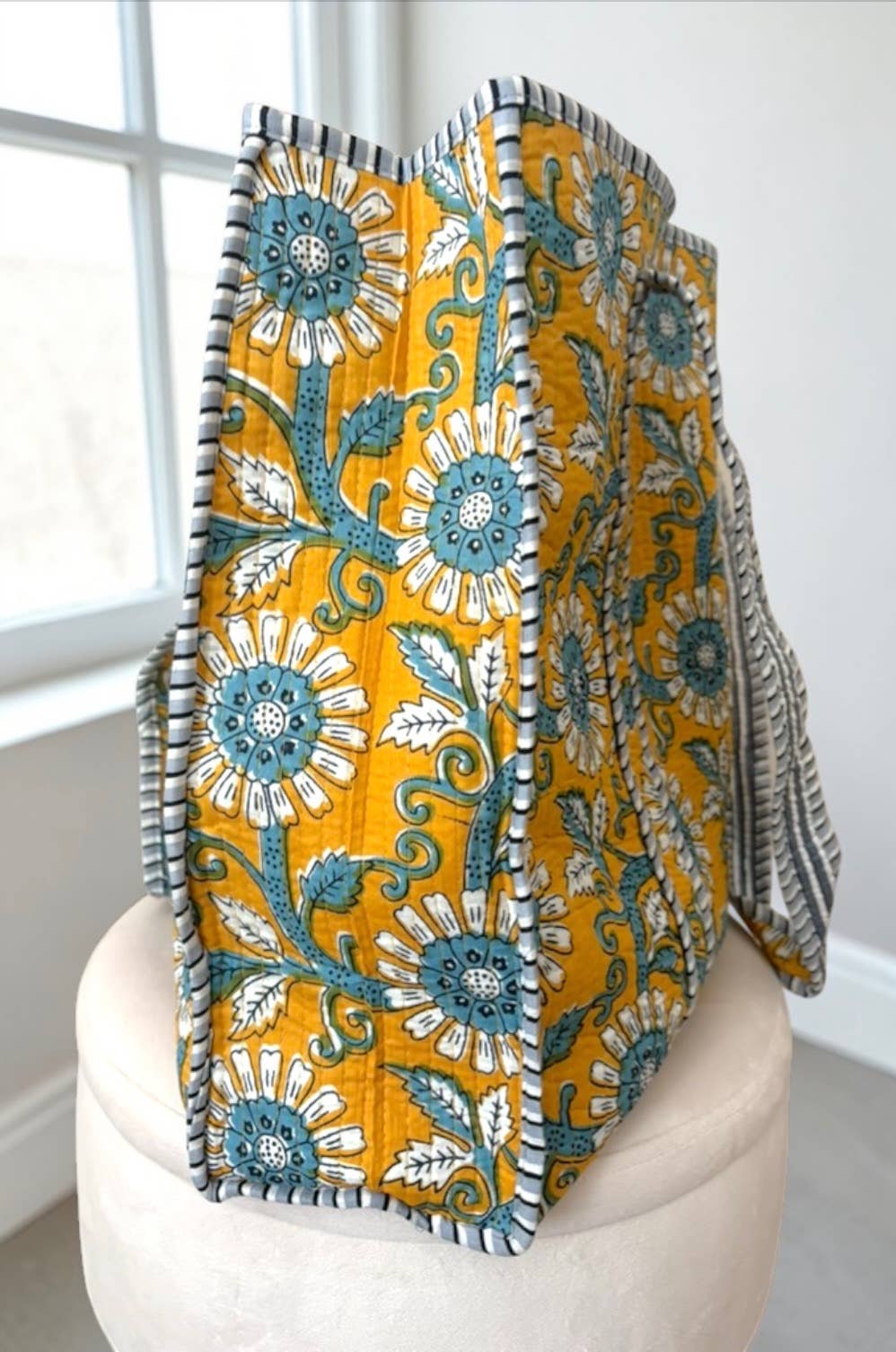 Rourke Yellow Floral Patterned Tote Bag - Premium  from Nash Grey - Just $59.95! Shop now at Pat's Monograms