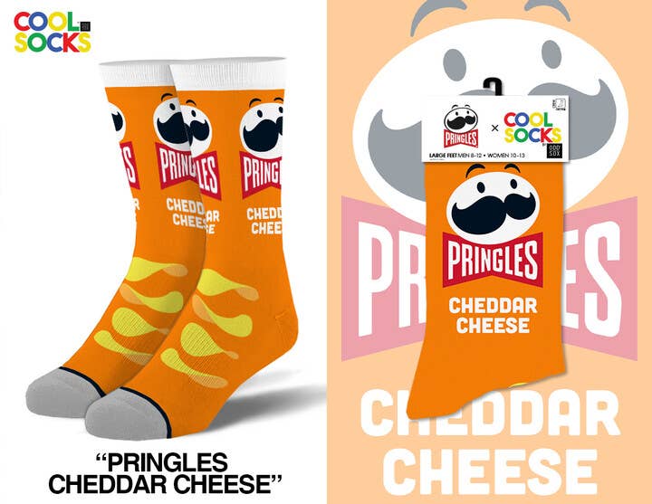 Pringles Cheddar Cheese - Mens Crew Folded - Premium socks from Cool Socks - Just $11.95! Shop now at Pat's Monograms