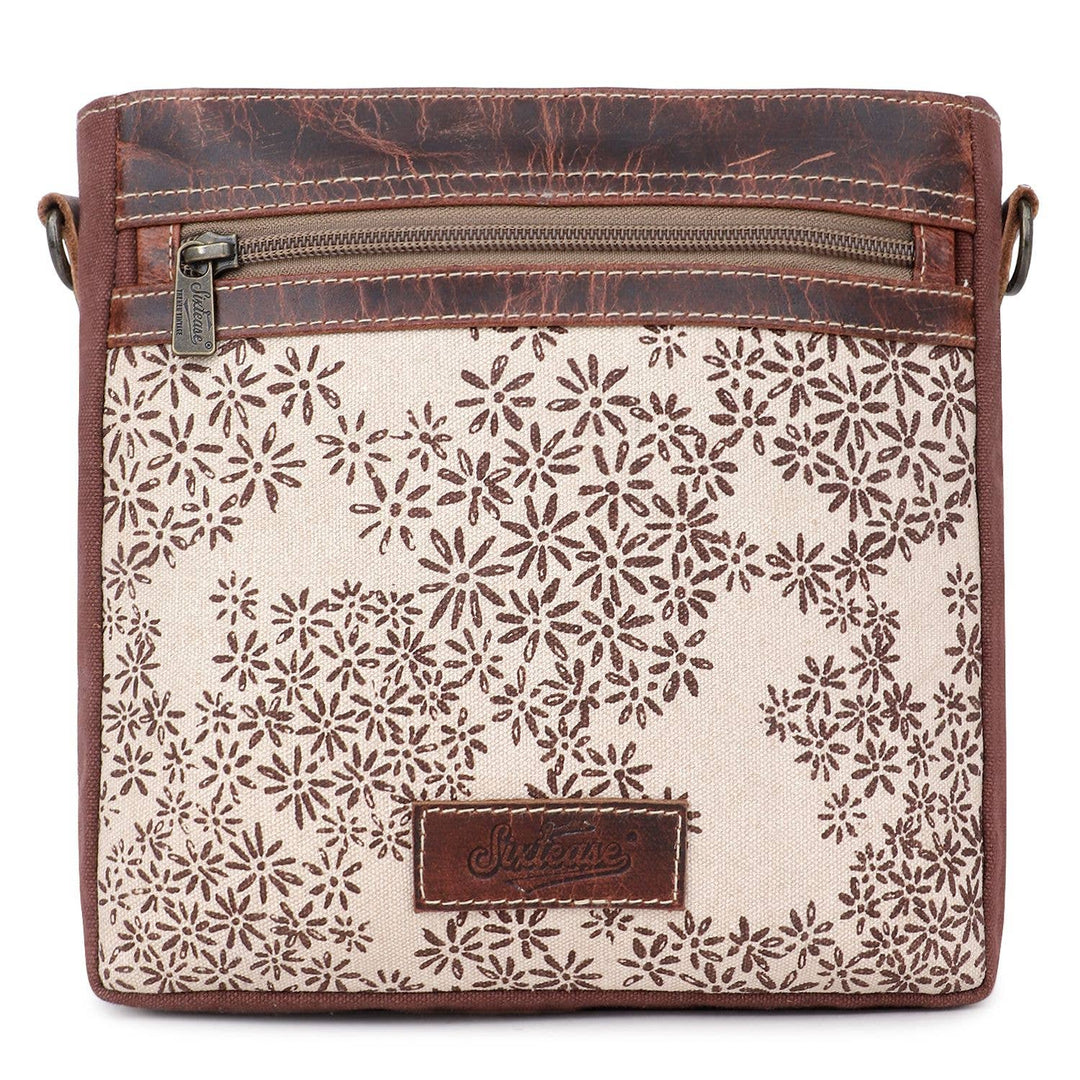 Canvas & Leather Women's Crossbody Bag - Timberwolf/Bole - Premium crossbody from Sixtease Bags USA - Just $35.95! Shop now at Pat's Monograms