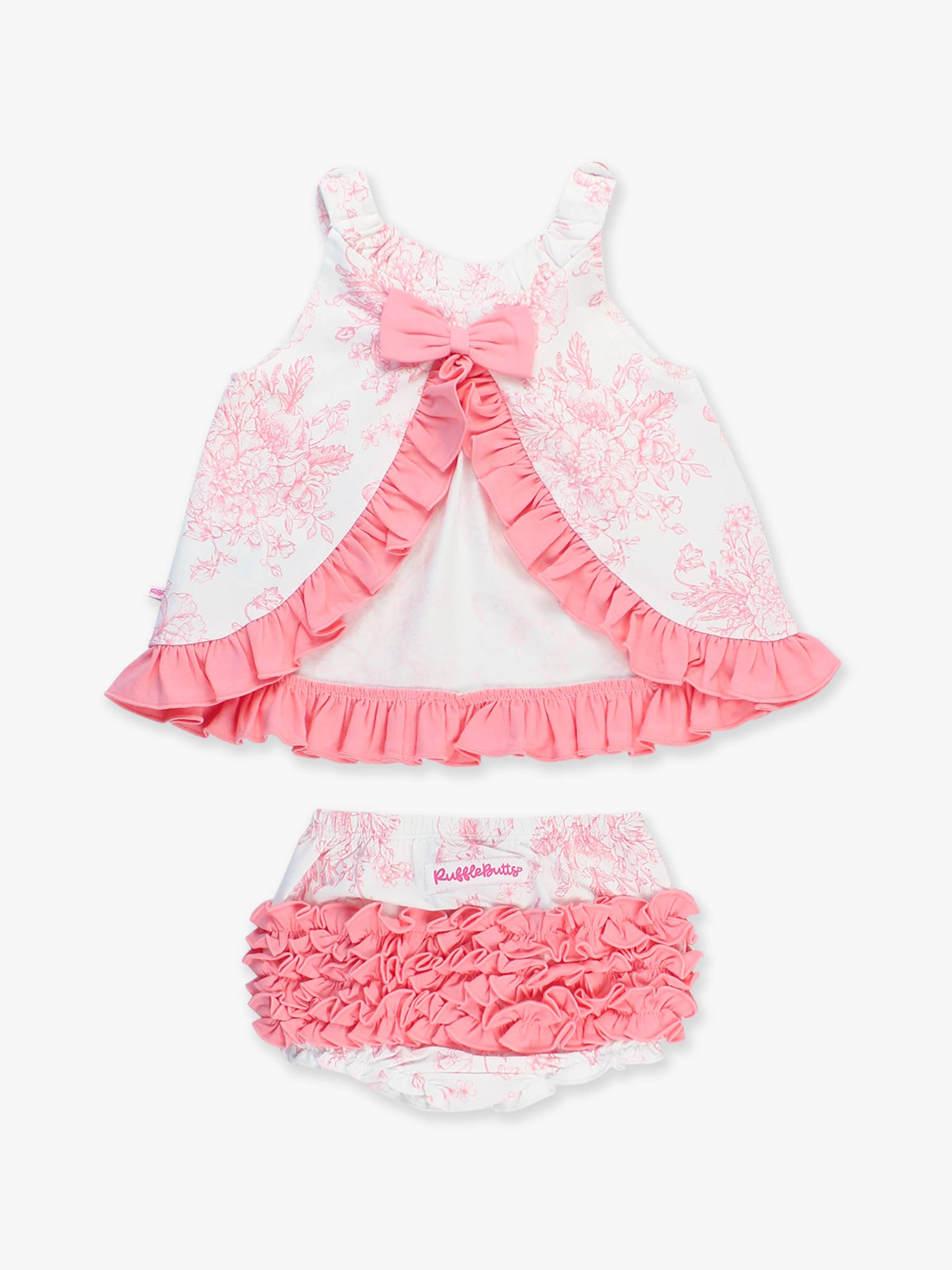 Baby Girls Bubblegum Pink Butterfly Garden Toile Knit Swing Top & Bloomer Set - Premium Baby & Toddler Outfits from RuffleButts + RuggedButts - Just $46.95! Shop now at Pat's Monograms