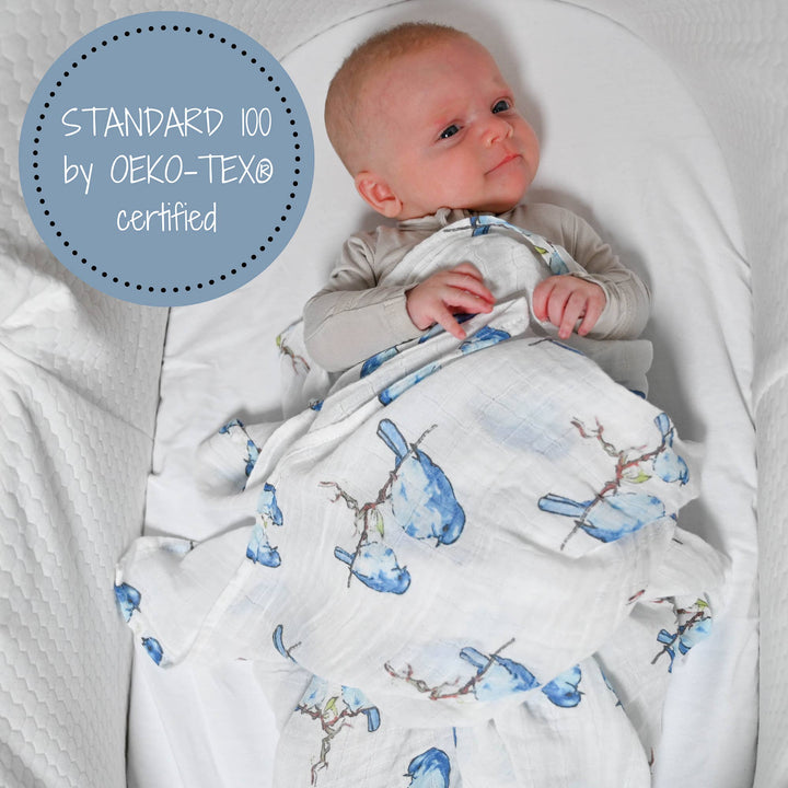 Bluebird Of Happiness Baby Swaddle Blanket - Premium Swaddle from LollyBanks - Just $19.95! Shop now at Pat's Monograms