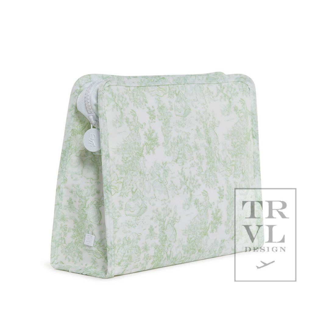 Roadie Large - Bunny Toile Green Zip Pouch - Premium travel bag from TRVL Design - Just $32! Shop now at Pat's Monograms