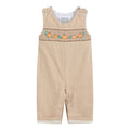 Light Brown Pinstripe Pumpkin Smocked Overalls - Premium Baby & Toddler Outfits from Lil Cactus - Just $38.95! Shop now at Pat's Monograms