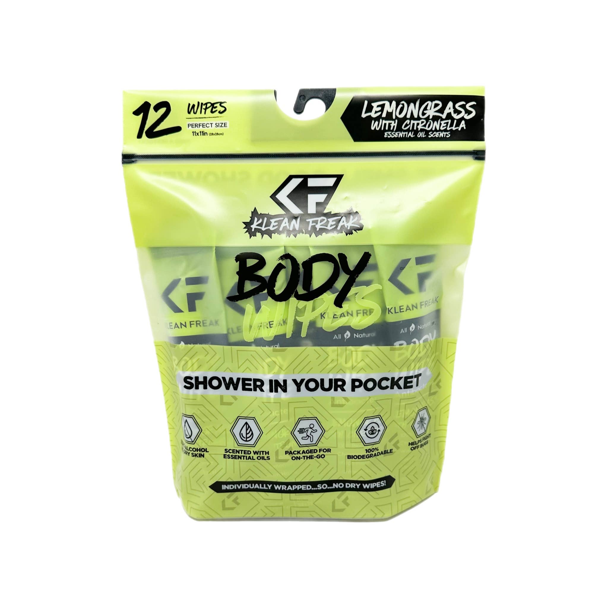 Full Lemongrass 12 Pack - Premium Body Wipe from Klean Freak - Just $15! Shop now at Pat's Monograms