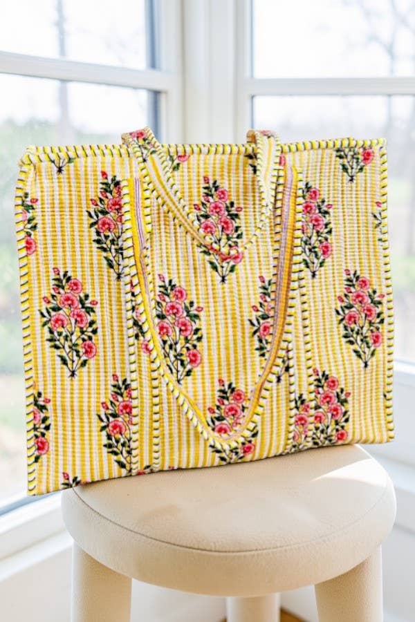 Wrenlee Yellow Floral Tote Bag - Premium Bags and Totes from Nash Grey - Just $38.95! Shop now at Pat's Monograms