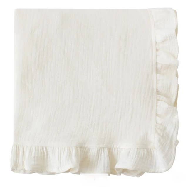 Muslin Ruffle Blanket - Baby Gift, Shower Gift, Newborn - Premium Baby Accessories from Zsa Zsa & LoLLi - Just $30! Shop now at Pat's Monograms