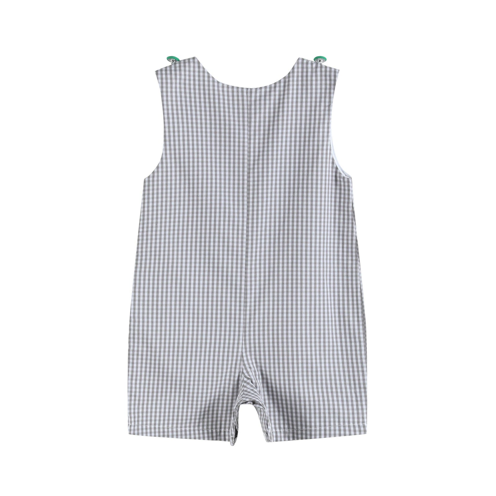 Gray Gingham Green Tractor Applique Shortalls - Premium Baby & Toddler Outfits from Lil Cactus - Just $36.95! Shop now at Pat's Monograms