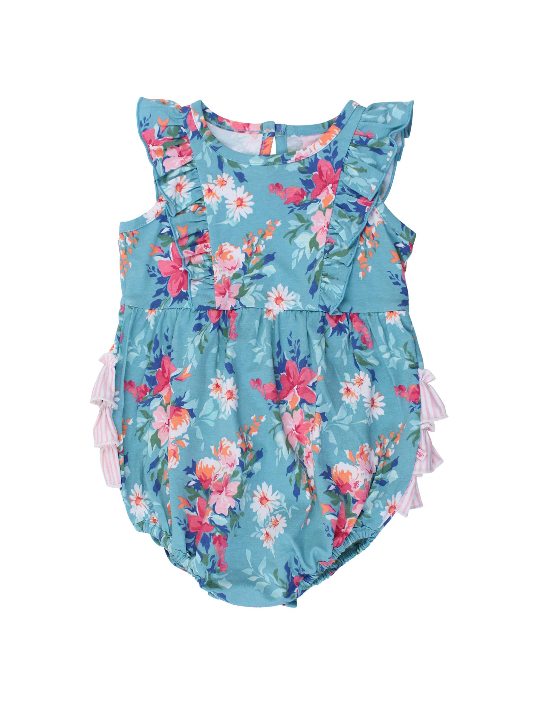 Baby Girls Fancy Me Floral Sleeveless Waterfall Bubble Romper with Signature Rear Ruffles - Premium Baby & Toddler Outfits from RuffleButts + RuggedButts - Just $42.95! Shop now at Pat's Monograms