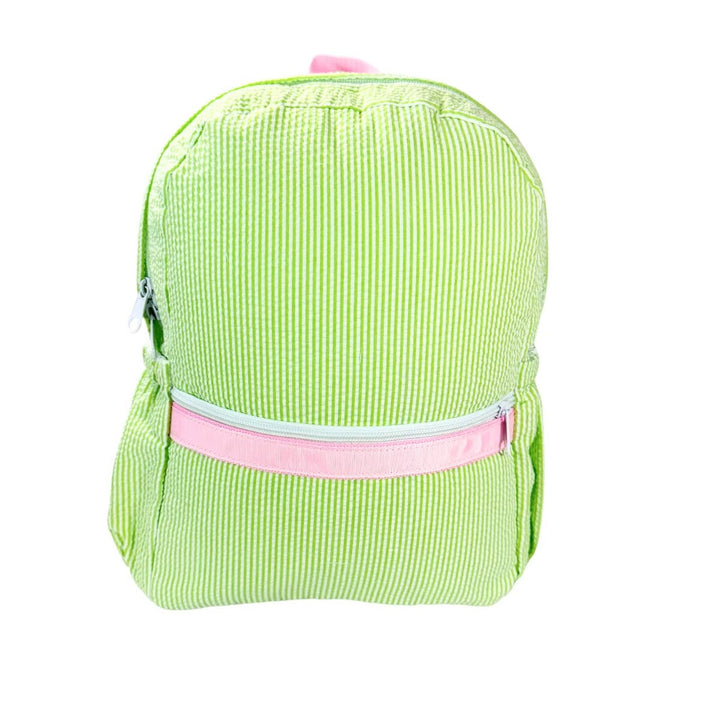 Sweet Pea Seersucker Medium Backpack w/ Pockets - Premium Backpack from Mint - Just $35! Shop now at Pat's Monograms