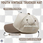 Kids Two Tone Vintage Cap - Khaki/Beige - Premium Trucker Cap from Funky Junque - Just $15.95! Shop now at Pat's Monograms