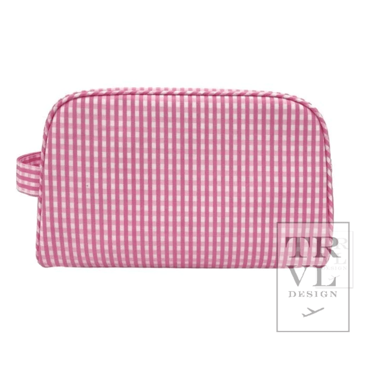 Stowaway - Toiletry Bag Gingham Pink - Premium Cosmetic Bag from TRVL Design - Just $36! Shop now at Pat's Monograms
